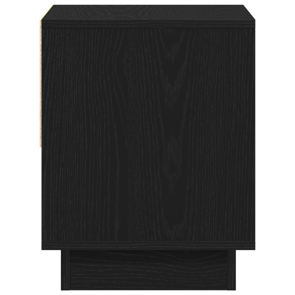 Produktbild för Nattduksbord med låda Svart Ek 45 x 34 x 44 cm Konstruerat trä
