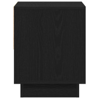 Produktbild för Nattduksbord med låda Svart Ek 45 x 34 x 44 cm Konstruerat trä