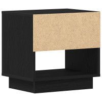Produktbild för Nattduksbord med låda Svart Ek 45 x 34 x 44 cm Konstruerat trä