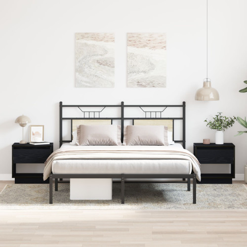 vidaXL Nattduksbord 2 pcs Svart Ek 45 x 34 x 44 cm Konstruerat trä