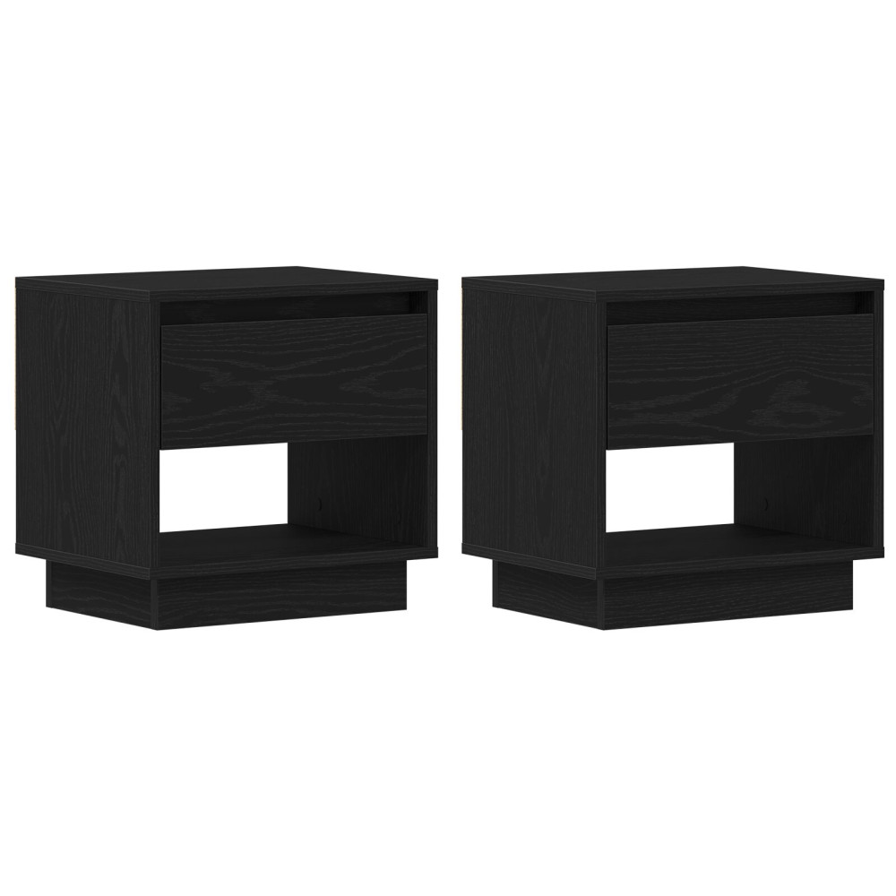Produktbild för Nattduksbord 2 pcs Svart Ek 45 x 34 x 44 cm Konstruerat trä
