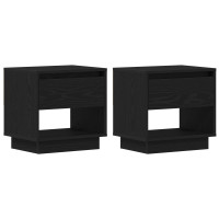 Produktbild för Nattduksbord 2 pcs Svart Ek 45 x 34 x 44 cm Konstruerat trä
