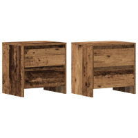 Produktbild för Nattduksbord med låda 2 pcs Gammalt trä 45 x 34 x 44,5 cm