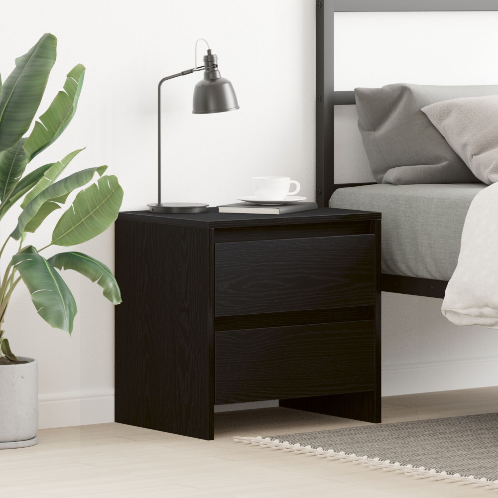 Produktbild för Nattduksbord Svart Ek 45 x 34 x 44,5 cm Konstruerat trä