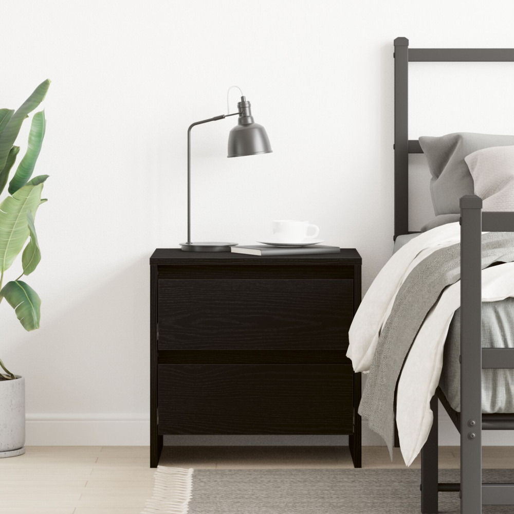 Produktbild för Nattduksbord Svart Ek 45 x 34 x 44,5 cm Konstruerat trä