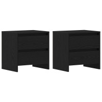 Produktbild för Nattduksbord 2 pcs Svart Ek 45 x 34 x 44,5 cm Konstruerat trä