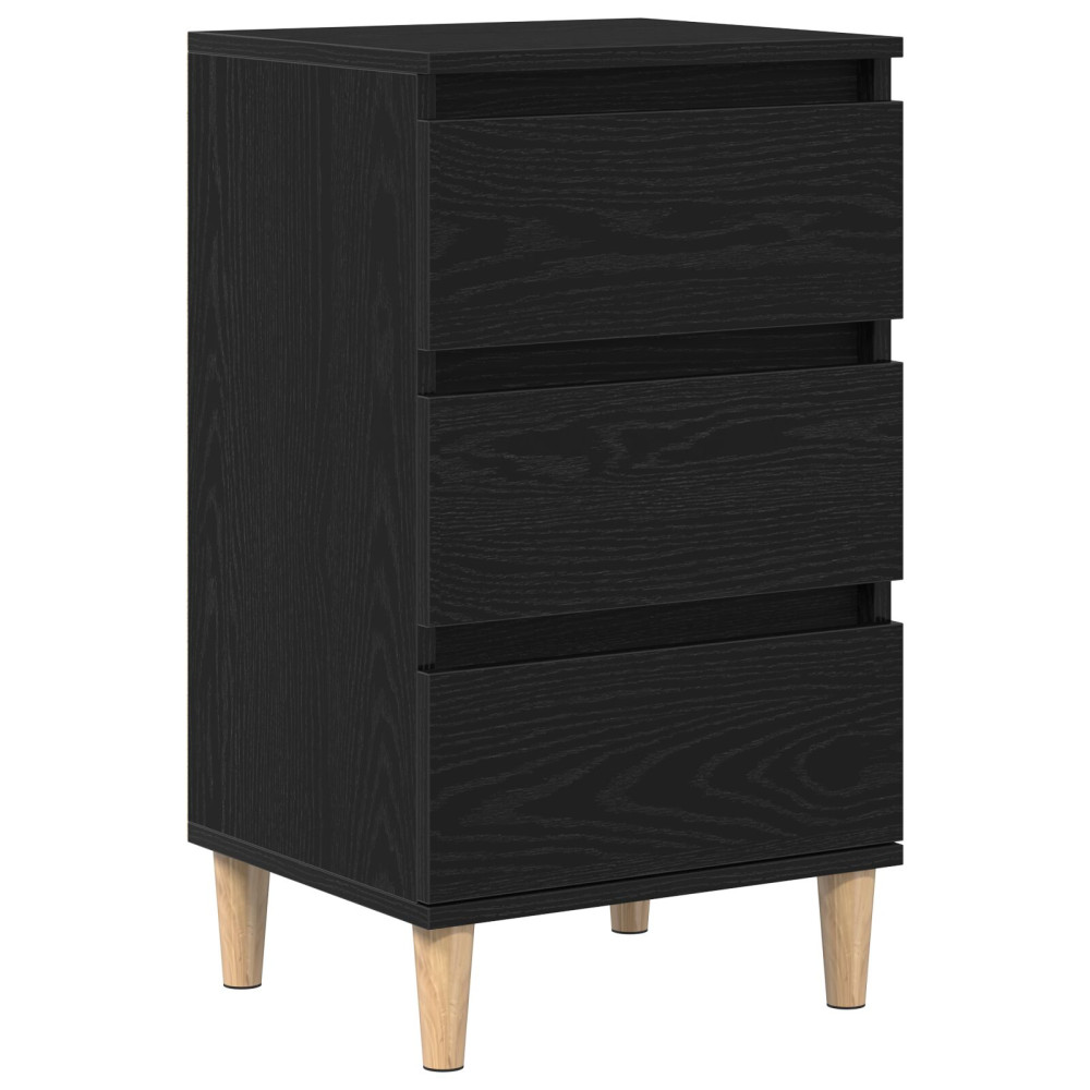 Produktbild för Nattduksbord med låda Svart Ek 40 x 35 x 70 cm Konstruerat trä