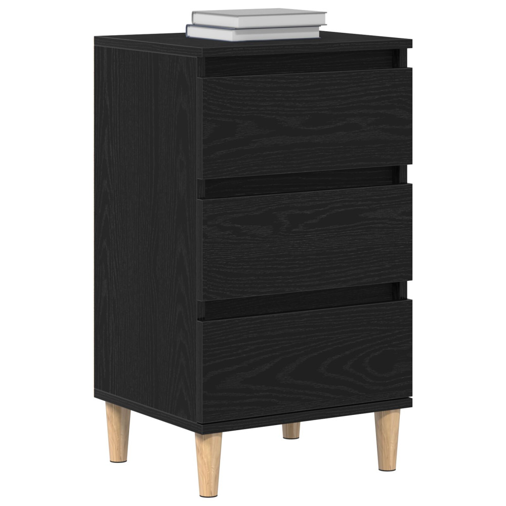 Produktbild för Nattduksbord med låda Svart Ek 40 x 35 x 70 cm Konstruerat trä