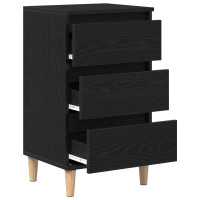 Produktbild för Nattduksbord med låda Svart Ek 40 x 35 x 70 cm Konstruerat trä