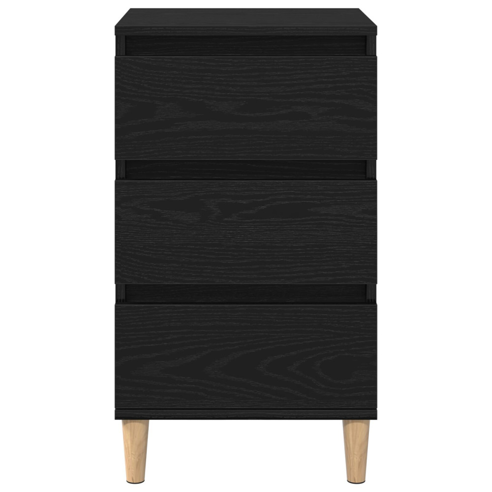 Produktbild för Nattduksbord med låda Svart Ek 40 x 35 x 70 cm Konstruerat trä