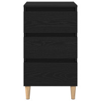 Produktbild för Nattduksbord med låda Svart Ek 40 x 35 x 70 cm Konstruerat trä