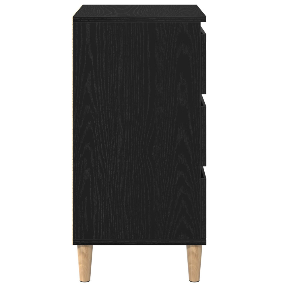 Produktbild för Nattduksbord med låda Svart Ek 40 x 35 x 70 cm Konstruerat trä