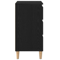 Produktbild för Nattduksbord med låda Svart Ek 40 x 35 x 70 cm Konstruerat trä