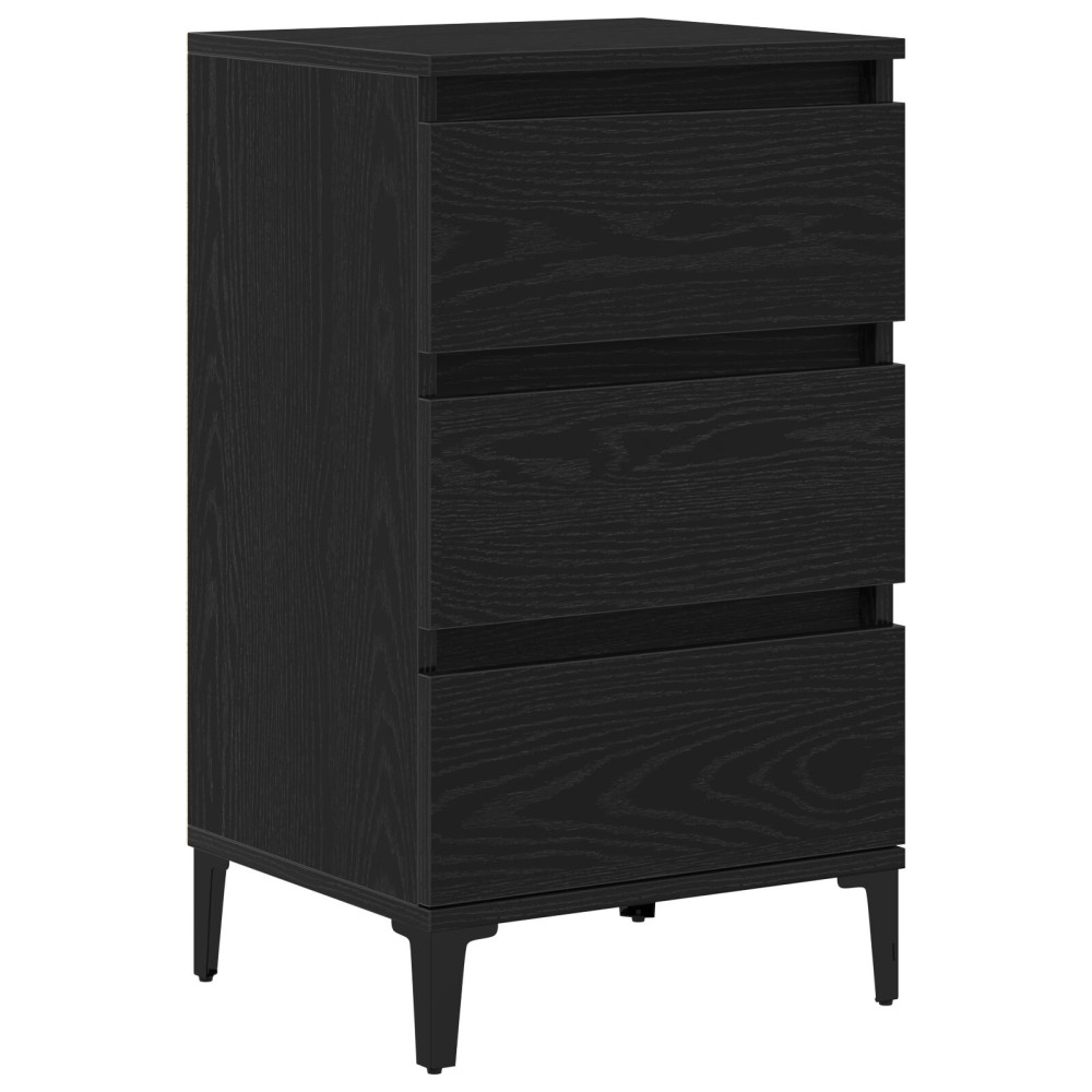 Produktbild för Nattduksbord med låda Svart Ek 45 x 35 x 44 cm Konstruerat trä