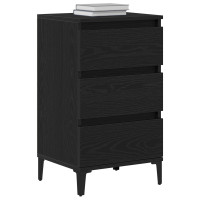 Produktbild för Nattduksbord med låda Svart Ek 45 x 35 x 44 cm Konstruerat trä