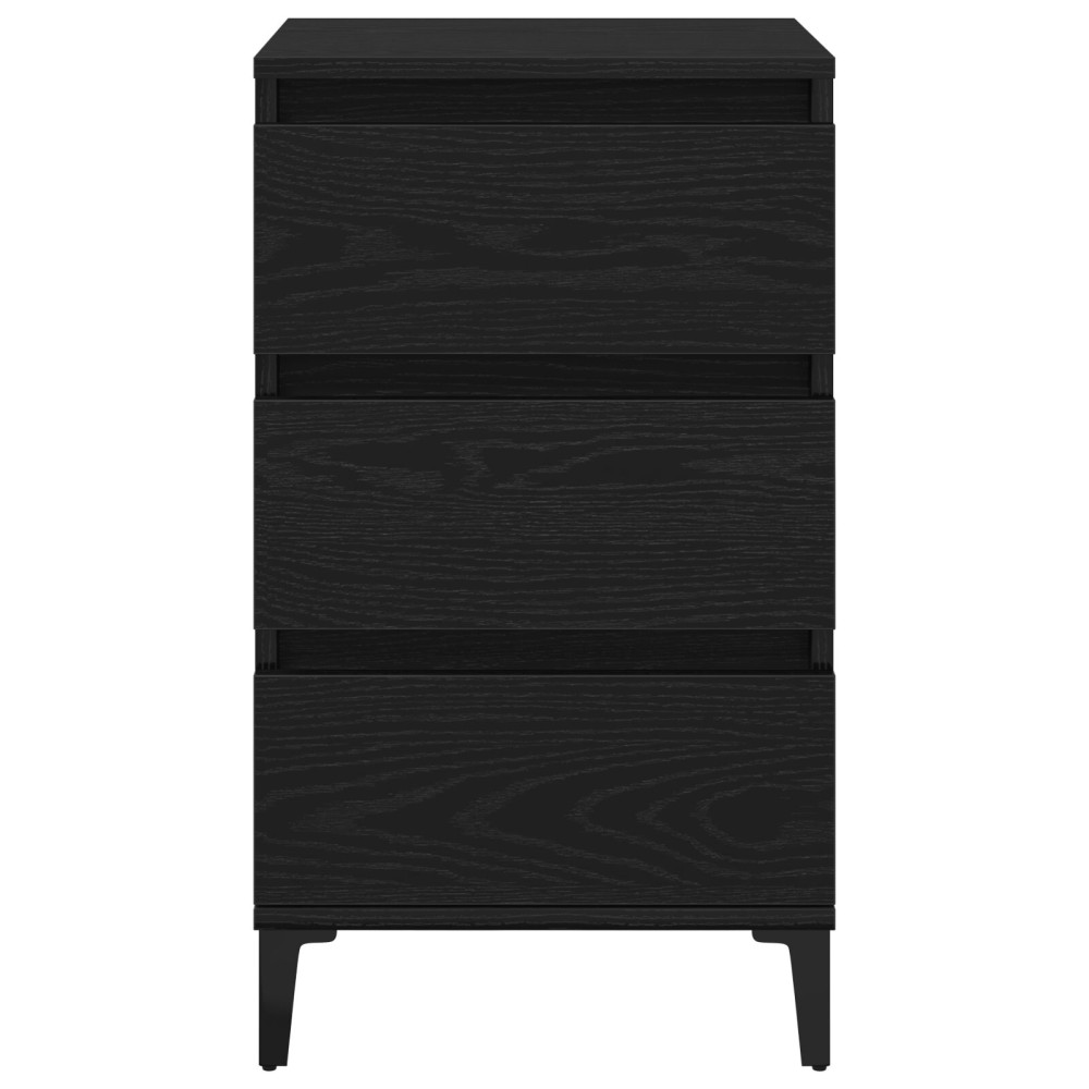 Produktbild för Nattduksbord med låda Svart Ek 45 x 35 x 44 cm Konstruerat trä