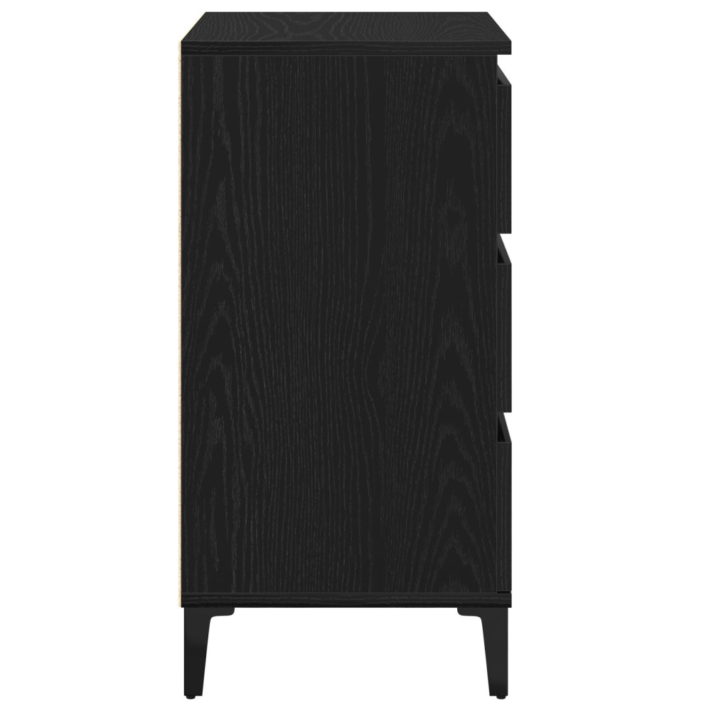 Produktbild för Nattduksbord med låda Svart Ek 45 x 35 x 44 cm Konstruerat trä