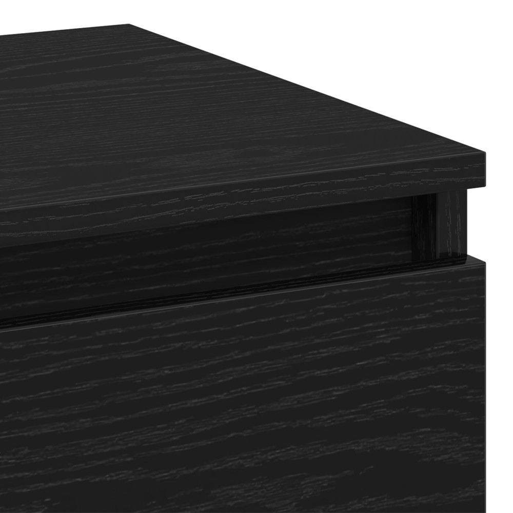 Produktbild för Nattduksbord med låda Svart Ek 45 x 35 x 44 cm Konstruerat trä