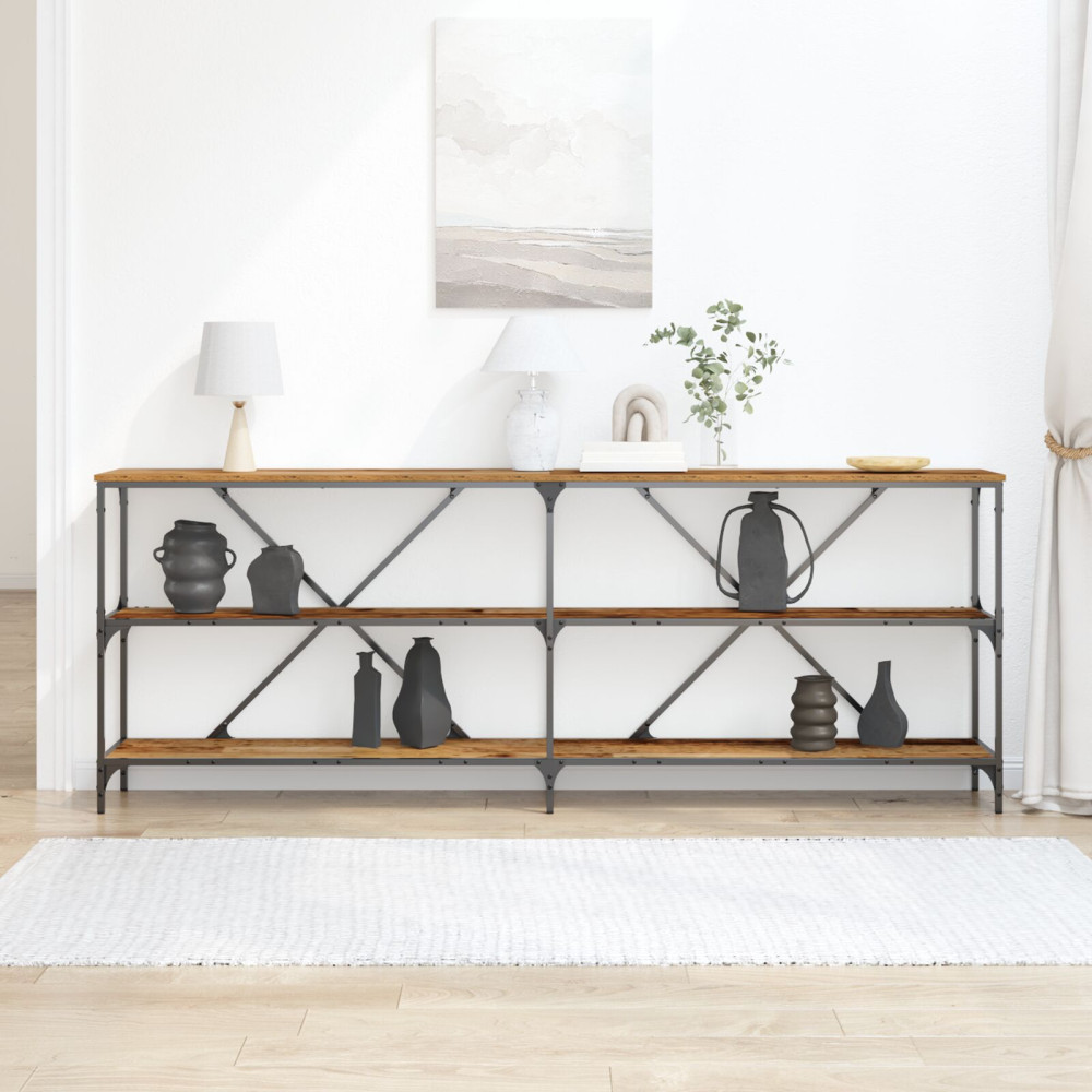 Produktbild för Konsolbord Gammalt trä 200 x 30 x 75 cm Konstruerat trä