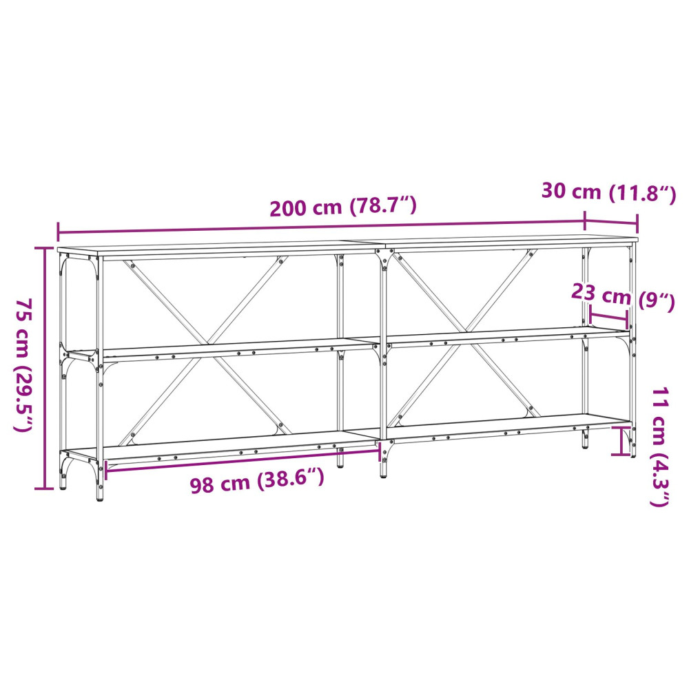 Produktbild för Konsolbord Gammalt trä 200 x 30 x 75 cm Konstruerat trä