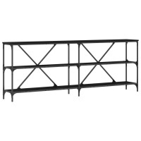 Produktbild för Konsolbord med hylla Svart Ek 200 x 30 x 75 cm Konstruerat trä