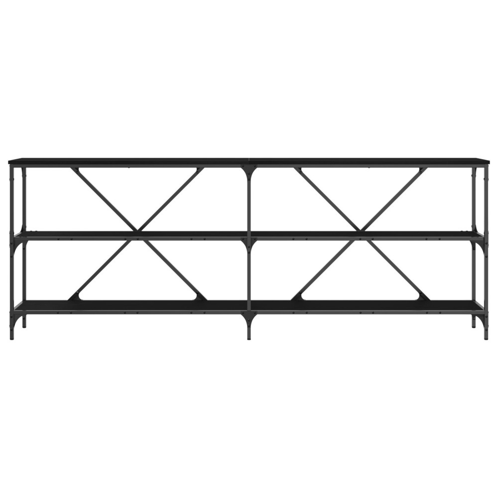 Produktbild för Konsolbord med hylla Svart Ek 200 x 30 x 75 cm Konstruerat trä