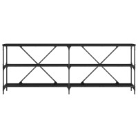 Produktbild för Konsolbord med hylla Svart Ek 200 x 30 x 75 cm Konstruerat trä