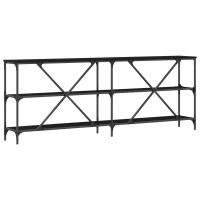 Produktbild för Konsolbord med hylla Svart Ek 200 x 30 x 75 cm Konstruerat trä