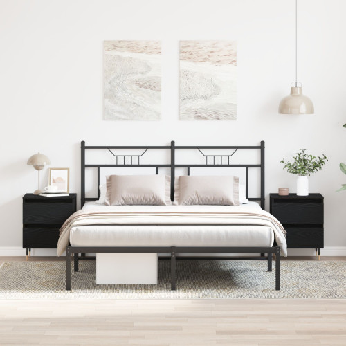 vidaXL Nattduksbord 2 pcs Svart Ek 40 x 35 x 50 cm Konstruerat trä