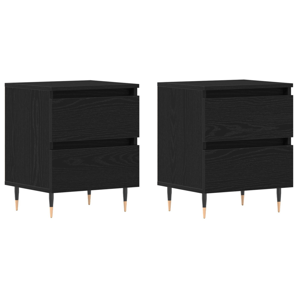Produktbild för Nattduksbord 2 pcs Svart Ek 40 x 35 x 50 cm Konstruerat trä