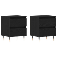 Produktbild för Nattduksbord 2 pcs Svart Ek 40 x 35 x 50 cm Konstruerat trä