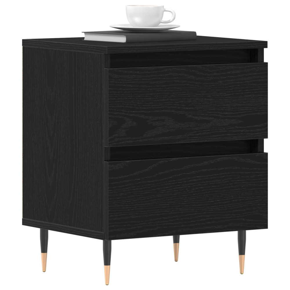 Produktbild för Nattduksbord 2 pcs Svart Ek 40 x 35 x 50 cm Konstruerat trä