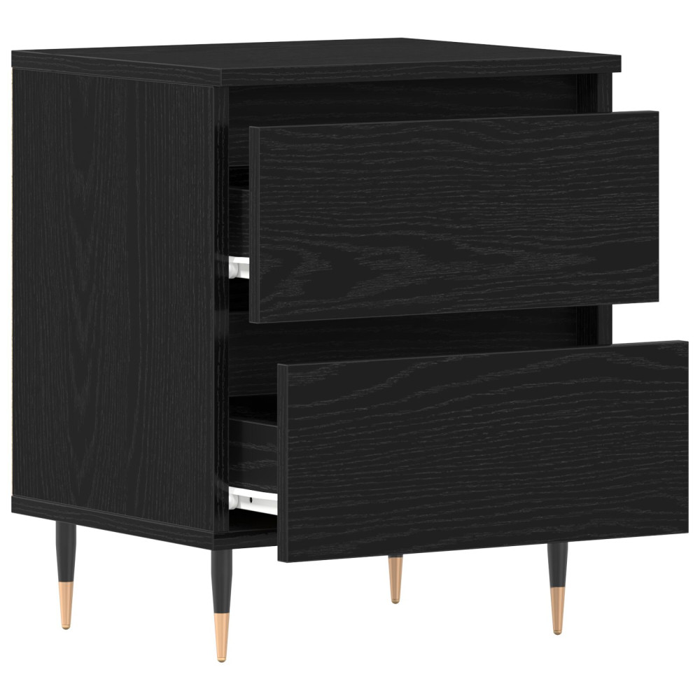 Produktbild för Nattduksbord 2 pcs Svart Ek 40 x 35 x 50 cm Konstruerat trä