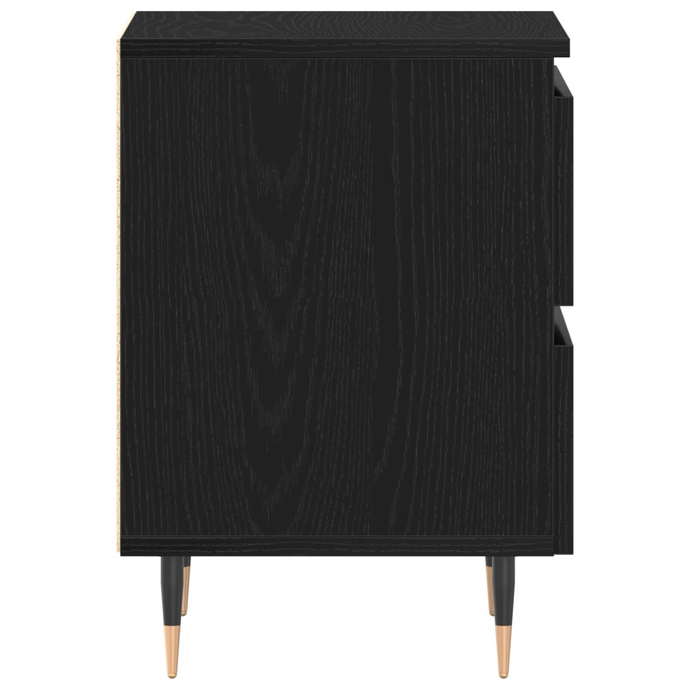 Produktbild för Nattduksbord 2 pcs Svart Ek 40 x 35 x 50 cm Konstruerat trä