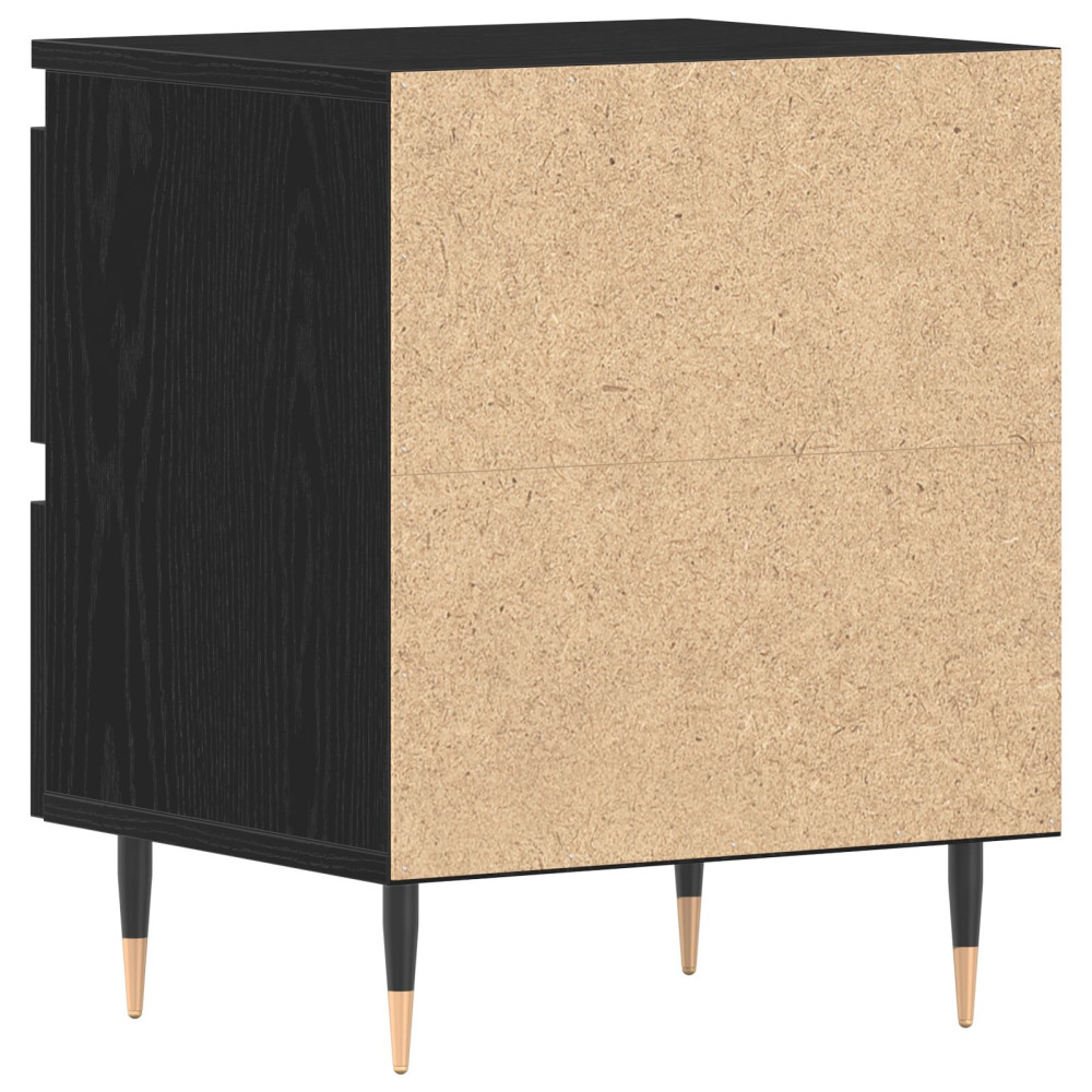 Produktbild för Nattduksbord 2 pcs Svart Ek 40 x 35 x 50 cm Konstruerat trä