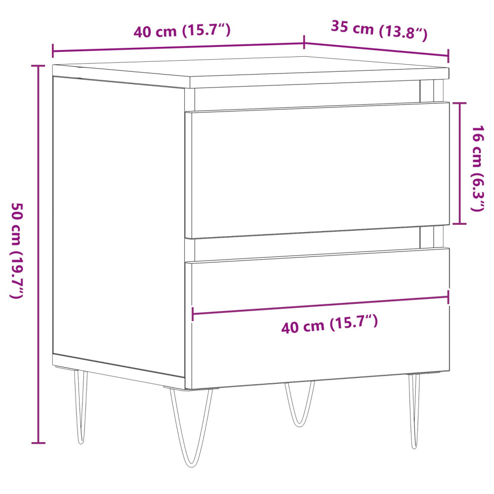 Produktbild för Nattduksbord 2 pcs Gammalt trä 40 x 35 x 50 cm Konstruerat trä