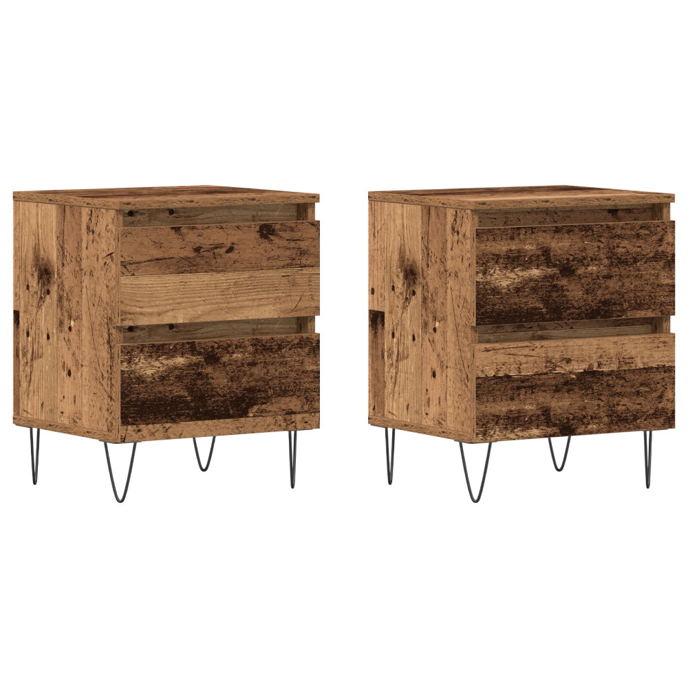 Produktbild för Nattduksbord 2 pcs Gammalt trä 40 x 35 x 50 cm Konstruerat trä