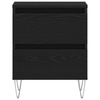 Produktbild för Nattduksbord med låda Svart ek 40 x 35 x 50 cm Konstruerat trä
