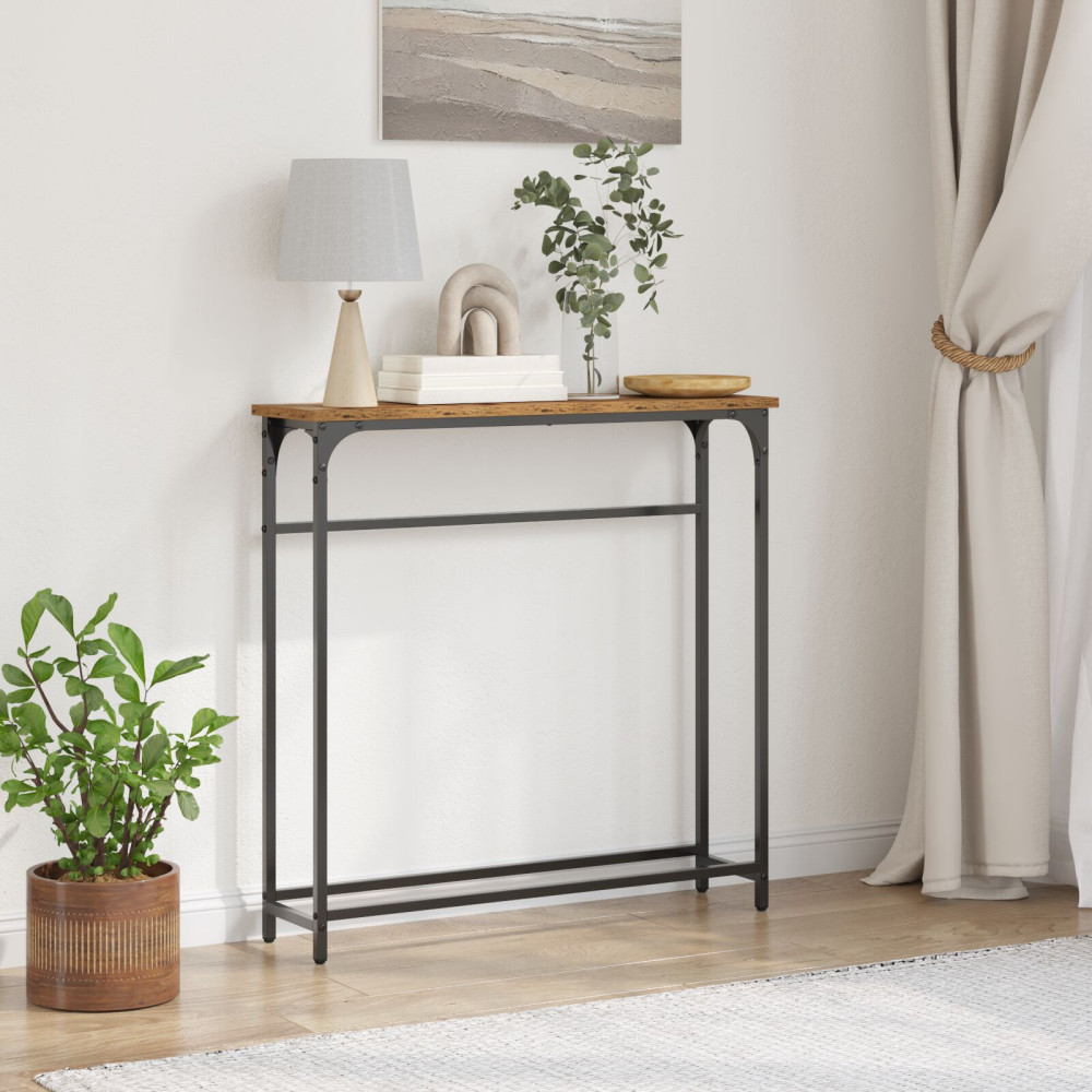 Produktbild för Konsolbord Gammalt trä 75 x 19,5 x 75 cm Konstruerat trä