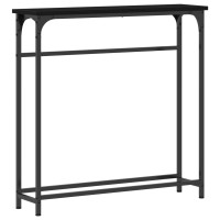 Produktbild för Konsolbord med hylla Svart Ek 75 x 19,5 x 75 cm Konstruerat trä