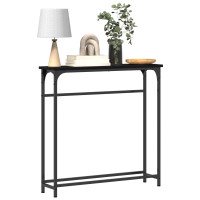 Produktbild för Konsolbord med hylla Svart Ek 75 x 19,5 x 75 cm Konstruerat trä
