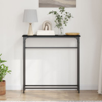Produktbild för Konsolbord med hylla Svart Ek 75 x 19,5 x 75 cm Konstruerat trä