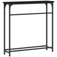 Produktbild för Konsolbord med hylla Svart Ek 75 x 19,5 x 75 cm Konstruerat trä