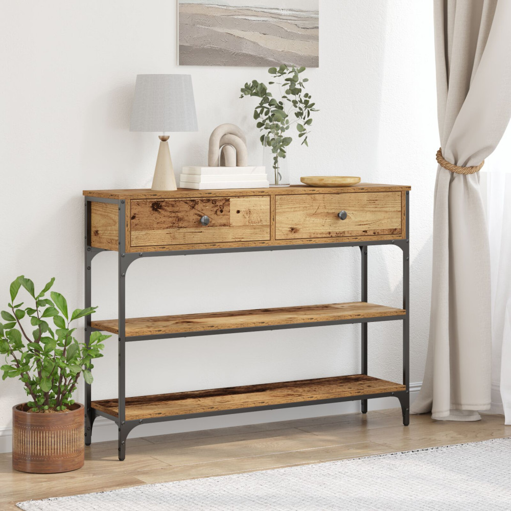 Produktbild för Konsolbord Gammalt trä 100 x 25 x 75 cm Konstruerat trä