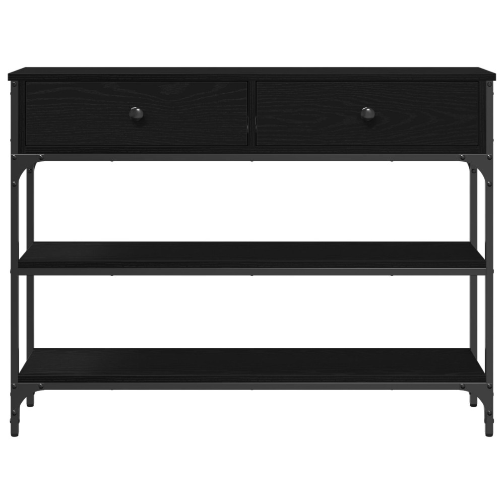 Produktbild för Konsolbord med låda Svart Ek 100 x 25 x 75 cm Konstruerat trä