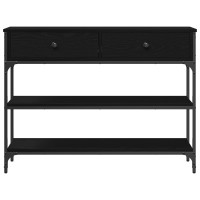 Produktbild för Konsolbord med låda Svart Ek 100 x 25 x 75 cm Konstruerat trä