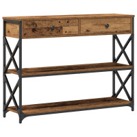 Produktbild för Konsol Bord med låda med hylla Gammalt trä 100 x 28 x 75 cm