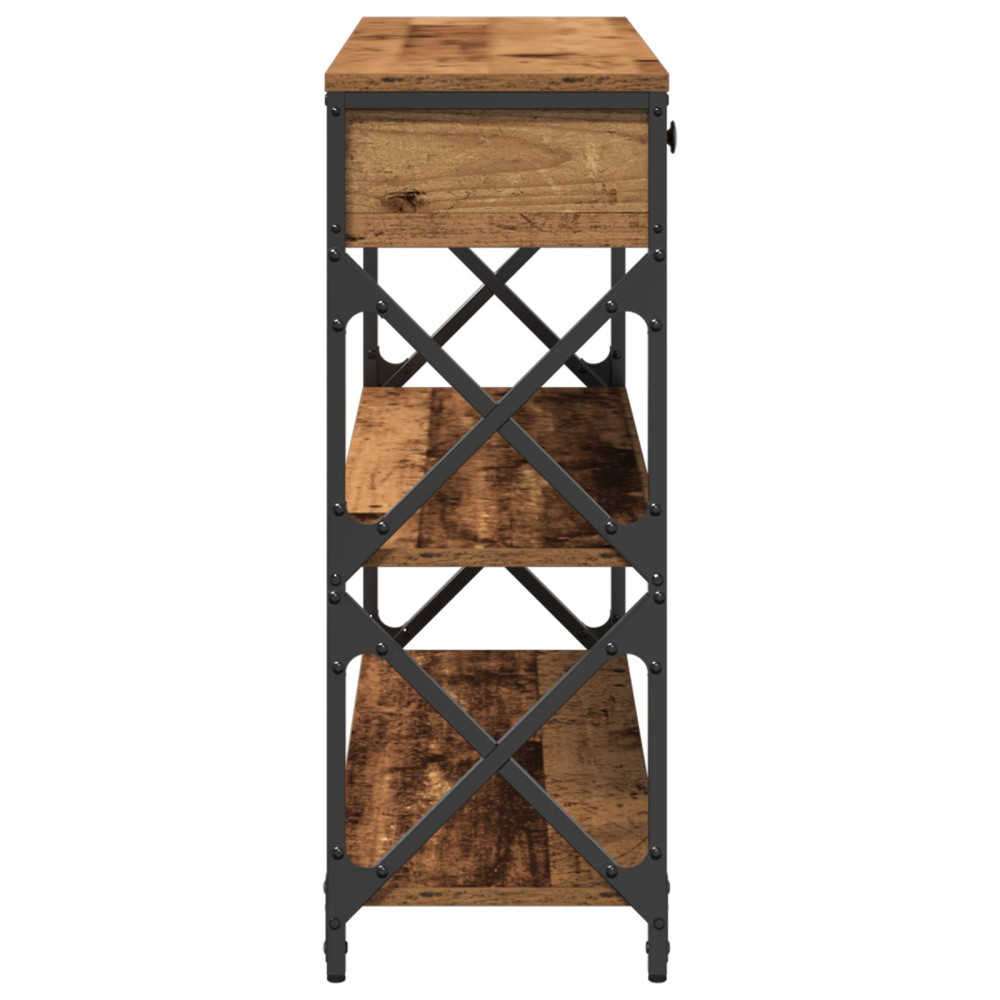 Produktbild för Konsol Bord med låda med hylla Gammalt trä 100 x 28 x 75 cm