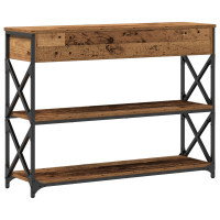 Produktbild för Konsol Bord med låda med hylla Gammalt trä 100 x 28 x 75 cm