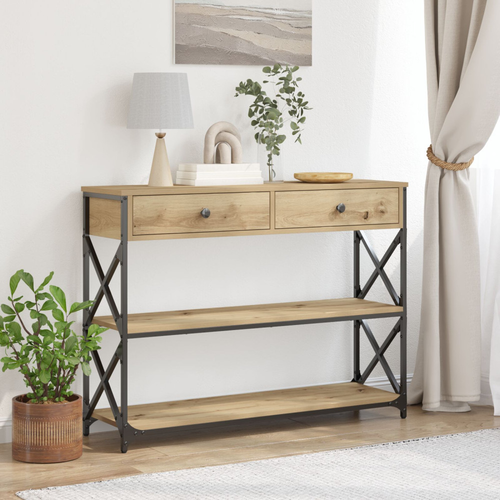 Produktbild för Konsol Bord med låda med hylla artisan ek 100 x 28 x 75 cm